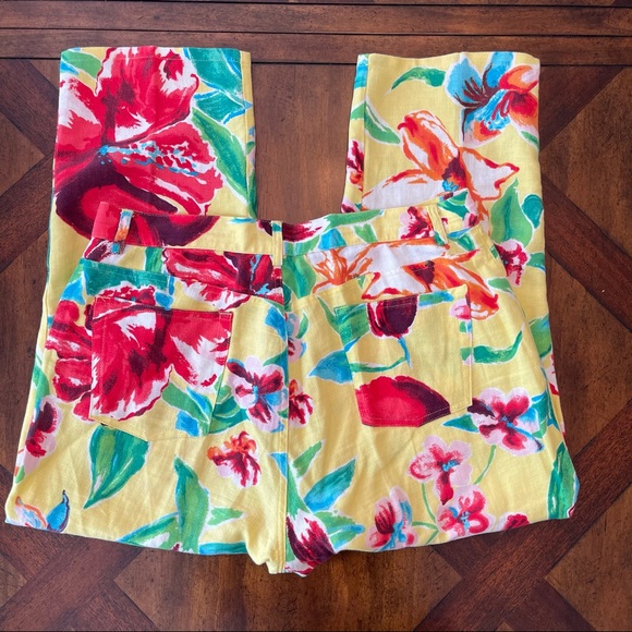 Ralph Lauren Floral Linen Hibiscus Cropped Capris - Picture 3 of 10